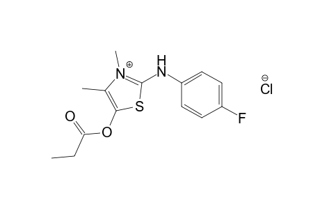 3,4-dimethyl-2-(p-fluoroanilino)-5-hydroxythiazolium chloride, propionate(ester)