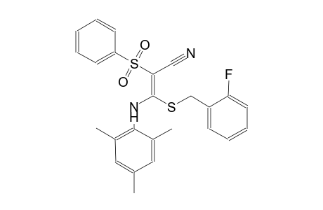 2-propenenitrile, 3-[[(2-fluorophenyl)methyl]thio]-2-(phenylsulfonyl)-3-[(2,4,6-trimethylphenyl)amino]-, (2E)-