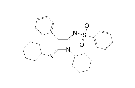 (Z)-N-((E)-1-cyclohexyl-4-(cyclohexylimino)-3-phenylazetidin-2-ylidene)benzenesulfonamide