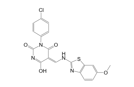 (5Z)-3-(4-chlorophenyl)-6-hydroxy-5-{[(6-methoxy-1,3-benzothiazol-2-yl)amino]methylene}-2,4(3H,5H)-pyrimidinedione