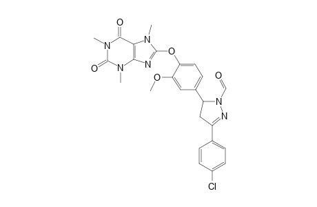 3-(4-Chlorophenyl)-5-((4-(2,6-dioxo-1,3,7-trimethyl-2,3,6,7-tetrahydro-1H-purine-8-yl)oxy)-3-methoxyphenyl)-1-formyl-4,5-dihydro-1H-pyrazole