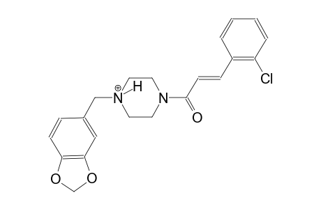 1-(1,3-benzodioxol-5-ylmethyl)-4-[(2E)-3-(2-chlorophenyl)-2-propenoyl]piperazin-1-ium