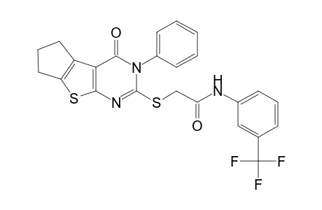 2-[(4-oxo-3-phenyl-3,5,6,7-tetrahydro-4H-cyclopenta[4,5]thieno[2,3-d]pyrimidin-2-yl)sulfanyl]-N-[3-(trifluoromethyl)phenyl]acetamide