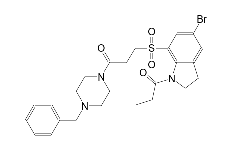 1H-indole, 5-bromo-2,3-dihydro-7-[[3-oxo-3-[4-(phenylmethyl)-1-piperazinyl]propyl]sulfonyl]-1-(1-oxopropyl)-