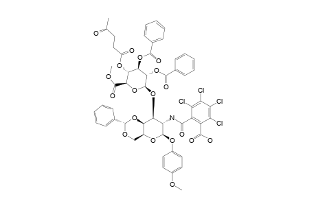 #9;4-METHOXYPHENYL-3-O-(METHYL-2,3-DI-O-BENZOYL-4-O-LEVULINOYL-BETA-D-GLUCOPYRANOSYLURONATE)-4,6-O-BENZYLIDENE-2-DEOXY-2-TETRACHLOROPHTHALIMIDO-BETA-D-GALACTOP