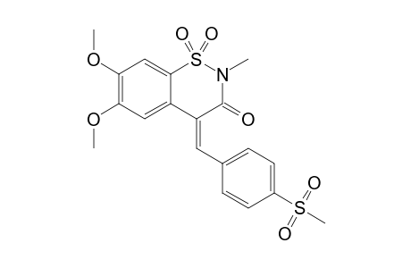2-METHYL-6,7-DIMETHOXY-1,2-BENZOTHIAZIN-3-ONE-4-(4'-METHYLSULFONEBENZYLIDENE)-1,1-DIOXIDE