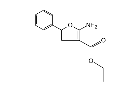 2-amino-4,5-dihydro-5-phenyl-3-furoic acid, ethyl ester