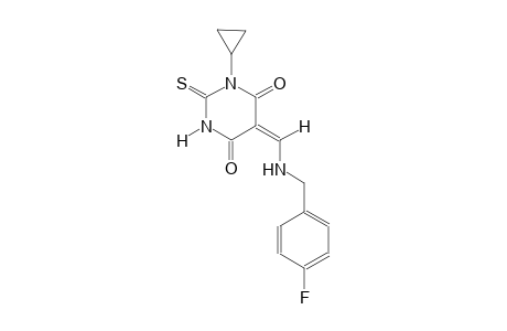 (5E)-1-cyclopropyl-5-{[(4-fluorobenzyl)amino]methylene}-2-thioxodihydro-4,6(1H,5H)-pyrimidinedione