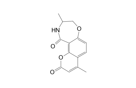 3,4-dihydro-3,8-dimethyl-1H,10H-pyrano[2,3-g]-1,4-benzoxazepine-1,10-dione