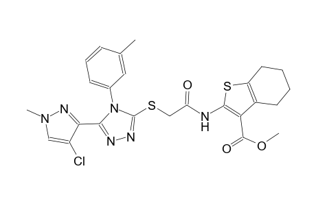 methyl 2-[({[5-(4-chloro-1-methyl-1H-pyrazol-3-yl)-4-(3-methylphenyl)-4H-1,2,4-triazol-3-yl]sulfanyl}acetyl)amino]-4,5,6,7-tetrahydro-1-benzothiophene-3-carboxylate