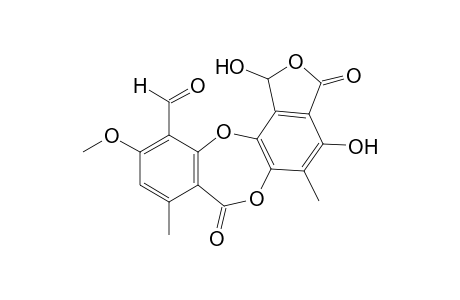 1,3-dihydro-1,4-dihydroxy-10-methoxy-5,8-dimethyl-3,7-dioxo-7H-isobenzofuro[4,5-b][1,4]benzodioxapin-11-carboxaldehyde