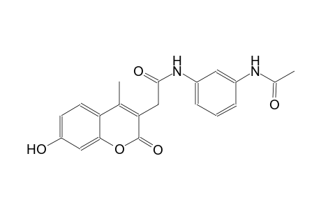 2H-1-benzopyran-3-acetamide, N-[3-(acetylamino)phenyl]-7-hydroxy-4-methyl-2-oxo-