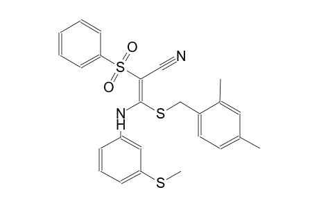 2-propenenitrile, 3-[[(2,4-dimethylphenyl)methyl]thio]-3-[[3-(methylthio)phenyl]amino]-2-(phenylsulfonyl)-, (2E)-