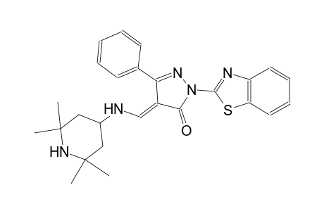 (4E)-2-(1,3-benzothiazol-2-yl)-5-phenyl-4-{[(2,2,6,6-tetramethyl-4-piperidinyl)amino]methylene}-2,4-dihydro-3H-pyrazol-3-one