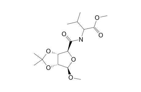 METHYL-2-(METHYL-2,3-O-ISOPROPYLIDEN-BETA-D-RIBO-1,4-FURANOSYL-CARBONYL)-AMINO-3-METHYLOBUTANOATE