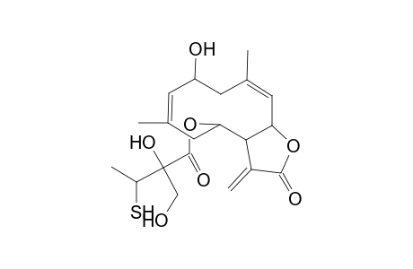 2-Hydroxy-2-(hydroxymethyl)-3-mercapto-2,3,3a,4,5,9,11a-octahydro-8-hydroxy-6,10-dimethyl-3-methylene-2-oxocyclodeca(b)furan-4-yl ester of (3aR-(3aR*,4R*(2S*,3S*),6E,8S*,10E,11aR*))-butanoic acid