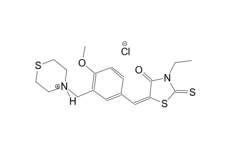 4-{5-[(E)-(3-ethyl-4-oxo-2-thioxo-1,3-thiazolidin-5-ylidene)methyl]-2-methoxybenzyl}thiomorpholin-4-ium chloride