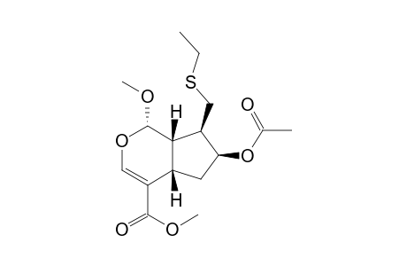 Methyl ester of (1.alpha.,4a.beta.,6.beta.,7.beta.,7a.beta.)-(+-)-6-(acetyloxy)-7-((ethylthio)methyl)-1,4a,5,6,7,7a-hexahydro-1-methoxy-cyclopenta(c)pyran-4-carboxylic acid