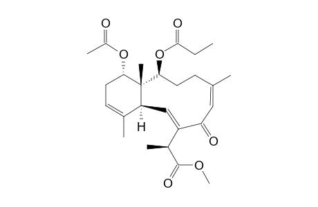 Methyl (.alpha.S*,I R*,4.alpha.R*.12R*,12.alpha.R*,5E,8Z)-l-Acetoxy-1.2.4.alpha.,7,10,11,12-octahydro-.alpha.,4,9,12.alpha.-tetramethyl-7-oxo-12-(propanoyloxy)benzocyclodecene-6-acetate