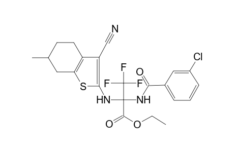 Propanoic acid, 2-(3-chlorobenzoylamino)-2-(4,5,6,7-tetrahydro-3-cyano-6-methyl-2-benzothienylamino)-3,3,3-trifluoro-, ethyl ester