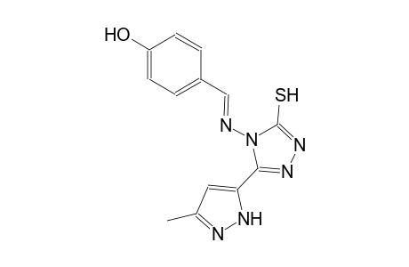 4-((E)-{[3-(3-methyl-1H-pyrazol-5-yl)-5-sulfanyl-4H-1,2,4-triazol-4-yl]imino}methyl)phenol