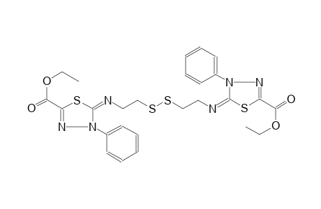 Ethyl (5E)-5-{[(E)-2-({2-[((2E)-5-(ethoxycarbonyl)-3-phenyl-1,3,4-thiadiazol-2(3H)-ylidene)amino]ethyl}disulfanyl)ethyl]imino}-4-phenyl-4,5-dihydro-1,3,4-thiadiazole-2-carboxylate