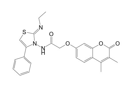 2-(3,4-Dimethyl-2-oxo-2H-1-benzopyran-7-yloxy)-N-(2- ethylimino-4-phenylthiazol-3(2H)-yl)- acetamide