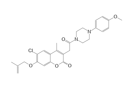 2H-1-benzopyran-2-one, 6-chloro-3-[2-[4-(4-methoxyphenyl)-1-piperazinyl]-2-oxoethyl]-4-methyl-7-[(2-methyl-2-propenyl)oxy]-