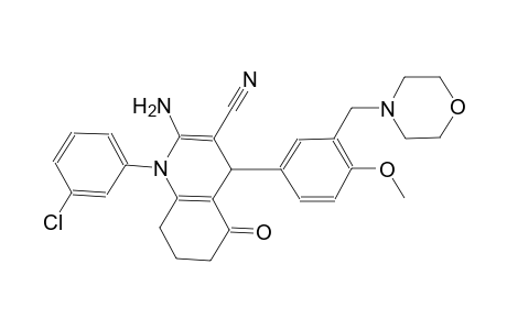 2-amino-1-(3-chlorophenyl)-4-[4-methoxy-3-(4-morpholinylmethyl)phenyl]-5-oxo-1,4,5,6,7,8-hexahydro-3-quinolinecarbonitrile