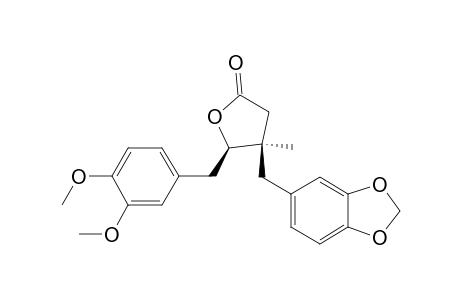 (3R*,4R*)-3-Methyl-3-[3,4-(methylenedioxy)benzyl]-4-(3,4-dimethoxybenzyl)-.gamma.-butyrolactone