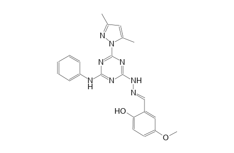 2-hydroxy-5-methoxybenzaldehyde [4-anilino-6-(3,5-dimethyl-1H-pyrazol-1-yl)-1,3,5-triazin-2-yl]hydrazone