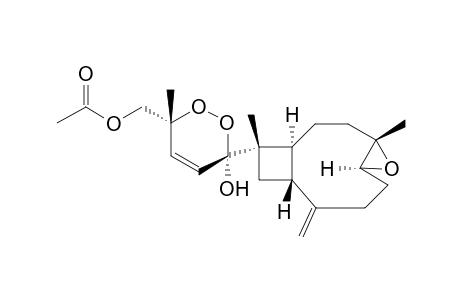 Sinugibberoside A [(1S*,4S*,5S*,9R*,11S*,12R*,15R*)-4,5-epoxy-12,15-epidioxy-17-acetoxy-xeniaphylla-8(19),13,dien-12-ol]