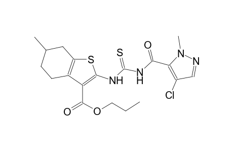 propyl 2-[({[(4-chloro-1-methyl-1H-pyrazol-5-yl)carbonyl]amino}carbothioyl)amino]-6-methyl-4,5,6,7-tetrahydro-1-benzothiophene-3-carboxylate