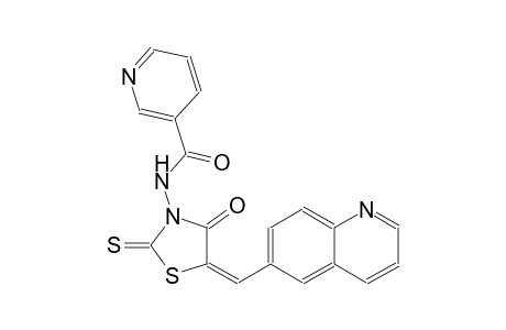 3-pyridinecarboxamide, N-[(5E)-4-oxo-5-(6-quinolinylmethylene)-2-thioxothiazolidinyl]-