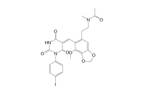 N-[2-[6-[(Z)-[1-(4-iodophenyl)-2,4,6-triketo-hexahydropyrimidin-5-ylidene]methyl]-7-methoxy-1,3-benzodioxol-5-yl]ethyl]-N-methyl-acetamide