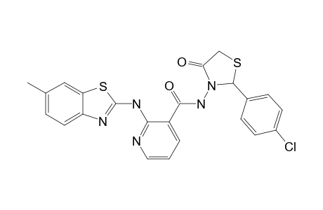N-[2-(4-CHLORO-PHENYL)-4-OXO-1,3-THIAZOLIDIN-3-YL]-2-[(6-METHYL-1,3-BENZOTHIAZOL-2-YL)-AMINO]-PYRIDINE-3-CARBOXAMIDE