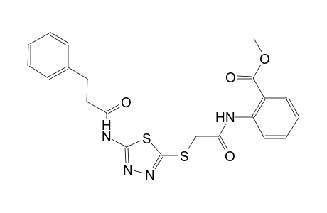 methyl 2-{[({5-[(3-phenylpropanoyl)amino]-1,3,4-thiadiazol-2-yl}sulfanyl)acetyl]amino}benzoate