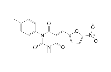 2,4,6(1H,3H,5H)-pyrimidinetrione, 1-(4-methylphenyl)-5-[(5-nitro-2-furanyl)methylene]-, (5E)-