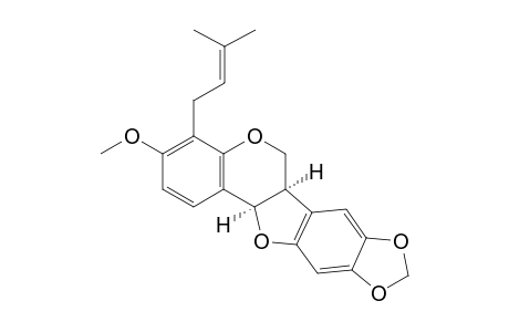 (+-)-6a,12-cis-Dihydro-3-methoxy-4-(3-methyl-2-butenyl)-6H-[1,3]dioxolo[5,6]benzofuro[3,2-c][1]benzopyran