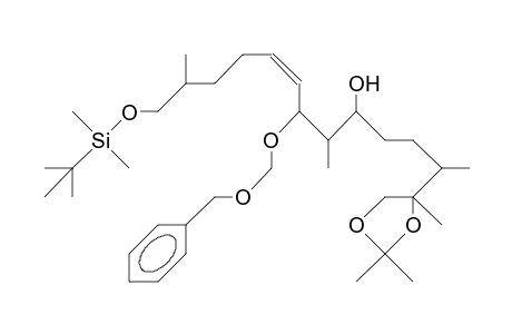 6R,12S-Dimethyl-13-(T-butyl-dimethyl-silyloxy)-2S-(2,2,4-trimethyl-1,3-dioxolan-4-yl)-7R-benzyloxymethoxy-8Z-tridecen-5-