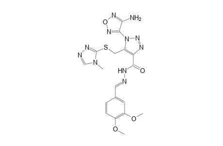 1-(4-amino-1,2,5-oxadiazol-3-yl)-N'-[(E)-(3,4-dimethoxyphenyl)methylidene]-5-{[(4-methyl-4H-1,2,4-triazol-3-yl)sulfanyl]methyl}-1H-1,2,3-triazole-4-carbohydrazide