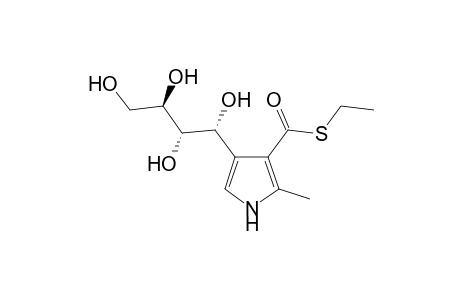 2-methyl-4-(D-arabino-tetrahydroxybutyl)thiopyrrole-3-carboxylic acid, S-ethyl ester