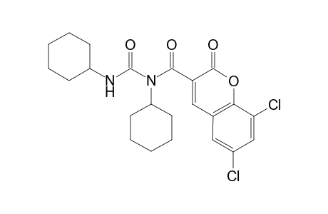 6,8-bis(chloranyl)-N-cyclohexyl-N-(cyclohexylcarbamoyl)-2-oxidanylidene-chromene-3-carboxamide