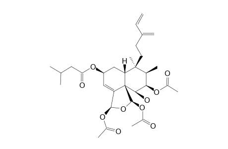 CASEAMEMBRIN_O;(2-S,5-R,6-R,7-S,8-S,10-R,18-S,19-R)-2-[3-METHYLBUTYRYLOXY]-6-HYDROXY-7,18,19-TRI-O-ACETYL-18,19-EPOXYCLERODA-3,13-(16),14-TRIENE