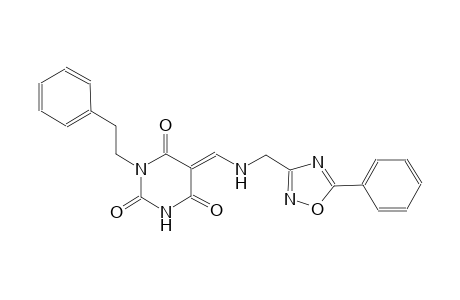 2,4,6(1H,3H,5H)-pyrimidinetrione, 1-(2-phenylethyl)-5-[[[(5-phenyl-1,2,4-oxadiazol-3-yl)methyl]amino]methylene]-, (5E)-
