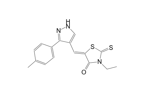 (5Z)-3-ethyl-5-{[3-(4-methylphenyl)-1H-pyrazol-4-yl]methylene}-2-thioxo-1,3-thiazolidin-4-one