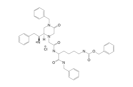 N-[2-[4-BENZYL-(2R)-[(1S)-AMINO]-2-PHENYLETHYL]-5-OXO-PIPERAZIN-1-YL]-ACETYL]-LYS(Z)-NH-BN-HYDROCHLORIDE