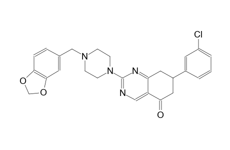 2-[4-(1,3-benzodioxol-5-ylmethyl)-1-piperazinyl]-7-(3-chlorophenyl)-7,8-dihydro-5(6H)-quinazolinone