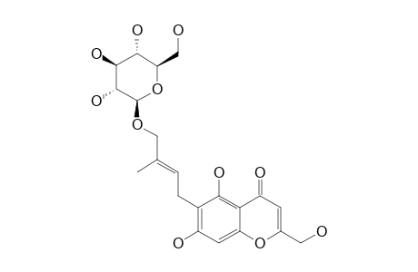 HYDROXYCINDIMOSIDE-A;5,7-DIHYDROXY-6-[(2Z)]-4-(BETA-D-GLUCOPYRANOSYL)-OXY-3-METHYLBUT-2-ENYL]-2-HYDROXYMETHYL-4H-1-BENZOPYRAN-4-ONE