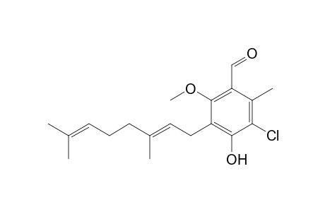 3-Chloro-5-[(E)-3,7-dimethyl-2,6-octadienyl]-4-hydroxy-6-(methoxy)-2-methylbenzaldehyde